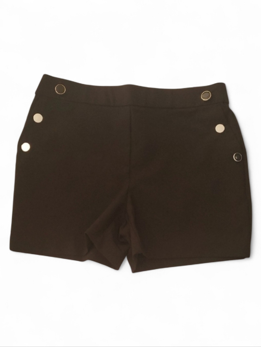 Nicole Miller Black High-Waist Shorts with Gold-Tone Grommets - Picture 1 of 10
